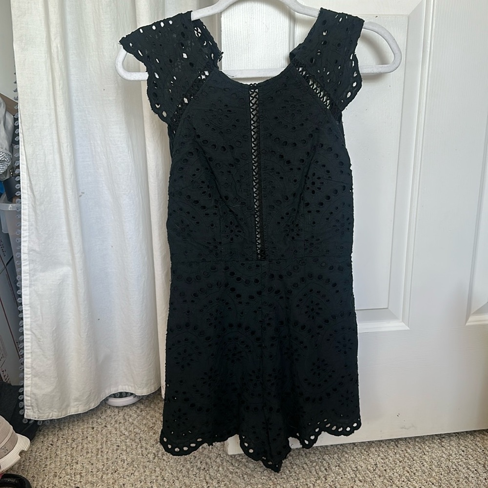 Tea  N Cup black eyelet short romper